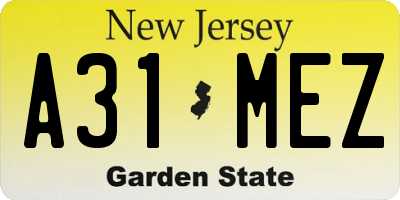 NJ license plate A31MEZ