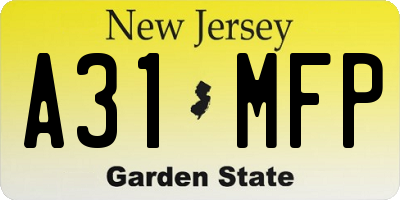NJ license plate A31MFP