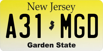 NJ license plate A31MGD
