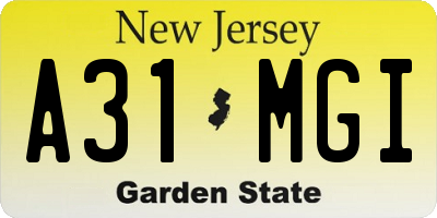 NJ license plate A31MGI