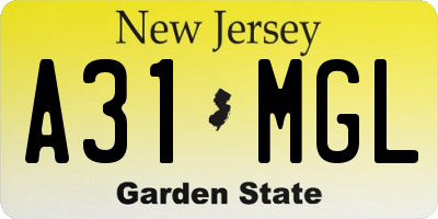 NJ license plate A31MGL