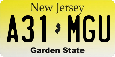 NJ license plate A31MGU