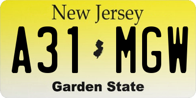 NJ license plate A31MGW