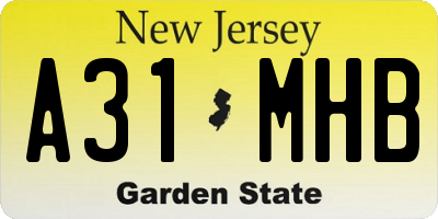 NJ license plate A31MHB