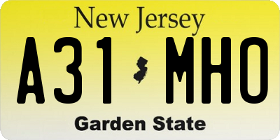 NJ license plate A31MHO