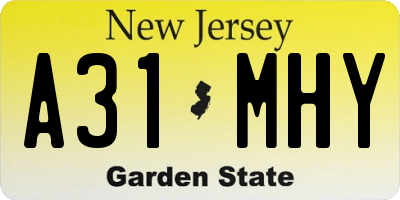 NJ license plate A31MHY