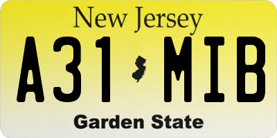 NJ license plate A31MIB