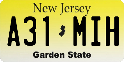 NJ license plate A31MIH