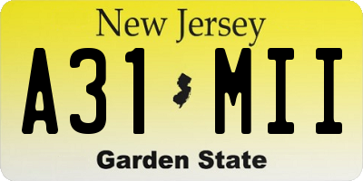 NJ license plate A31MII