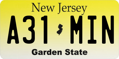NJ license plate A31MIN