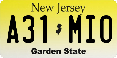 NJ license plate A31MIO