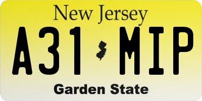 NJ license plate A31MIP