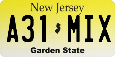 NJ license plate A31MIX