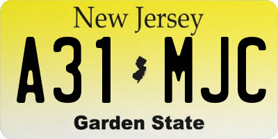 NJ license plate A31MJC