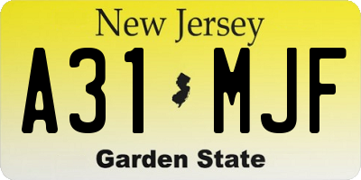 NJ license plate A31MJF