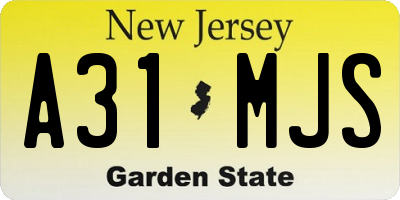 NJ license plate A31MJS