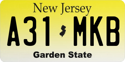 NJ license plate A31MKB