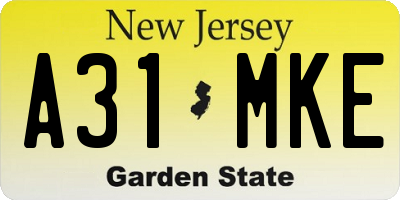 NJ license plate A31MKE