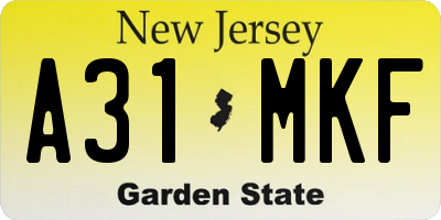 NJ license plate A31MKF