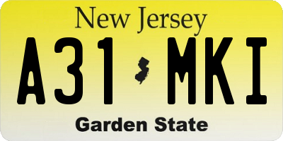 NJ license plate A31MKI