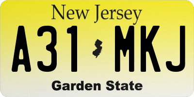 NJ license plate A31MKJ