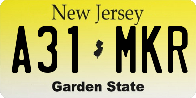 NJ license plate A31MKR