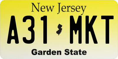 NJ license plate A31MKT
