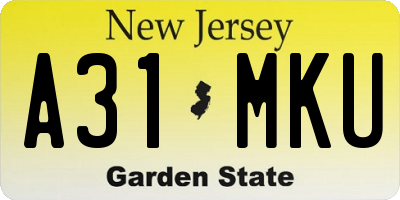 NJ license plate A31MKU