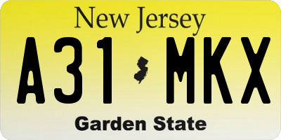 NJ license plate A31MKX