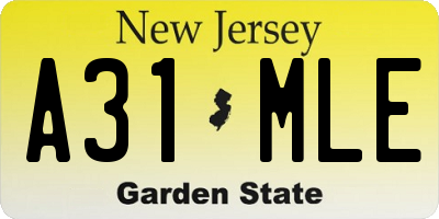 NJ license plate A31MLE
