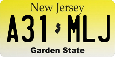 NJ license plate A31MLJ