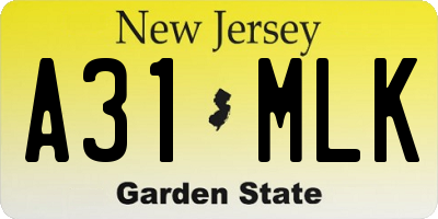 NJ license plate A31MLK
