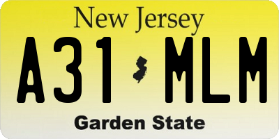 NJ license plate A31MLM