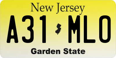 NJ license plate A31MLO