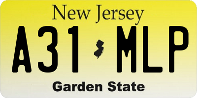 NJ license plate A31MLP