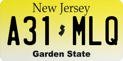 NJ license plate A31MLQ