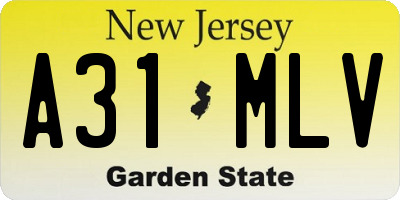 NJ license plate A31MLV