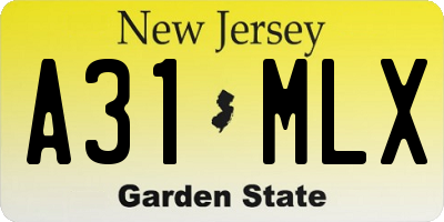 NJ license plate A31MLX