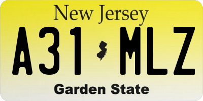 NJ license plate A31MLZ