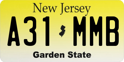 NJ license plate A31MMB