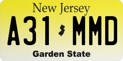 NJ license plate A31MMD