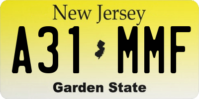 NJ license plate A31MMF