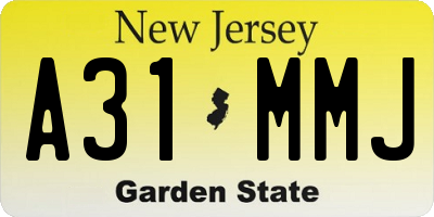 NJ license plate A31MMJ