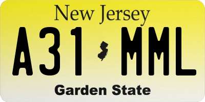 NJ license plate A31MML