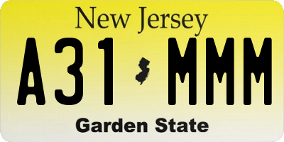 NJ license plate A31MMM