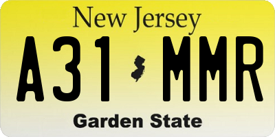 NJ license plate A31MMR