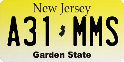 NJ license plate A31MMS