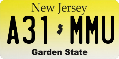 NJ license plate A31MMU