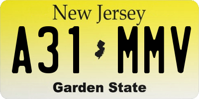 NJ license plate A31MMV