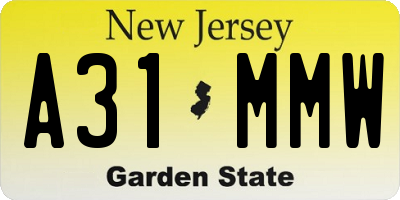 NJ license plate A31MMW